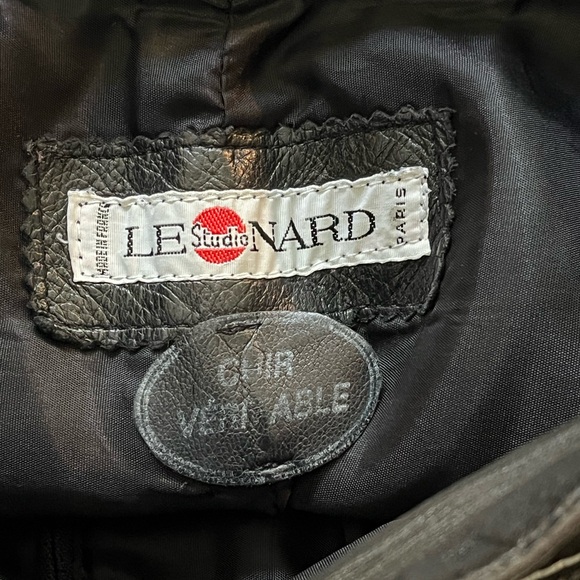 LEONARD STUDIO Paris Black Leather Pants w Design at Waist Sz S - Picture 4 of 6